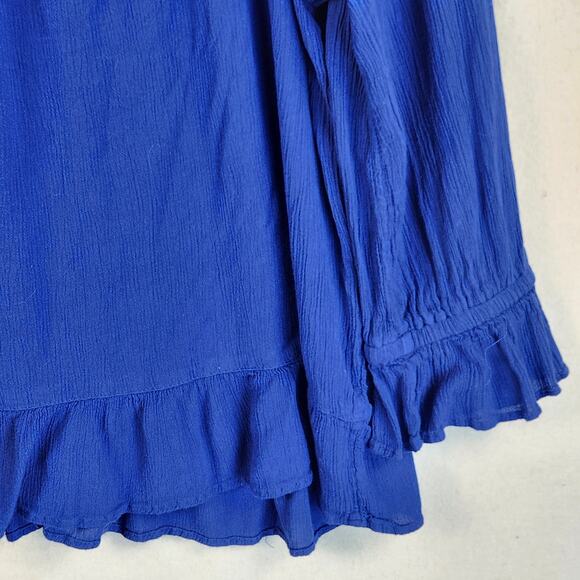 INC International Concepts Women’s Peasant Blouse XL Blue Relaxed Fit EUC - Picture 9 of 14